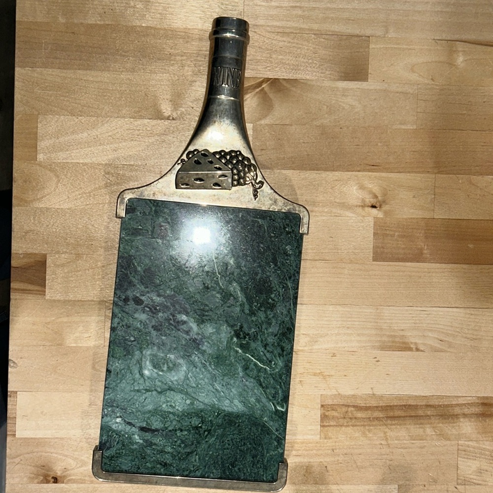 Godinger Silver Plated Wine Bottle & Marble Cheese Board, charcuterie board